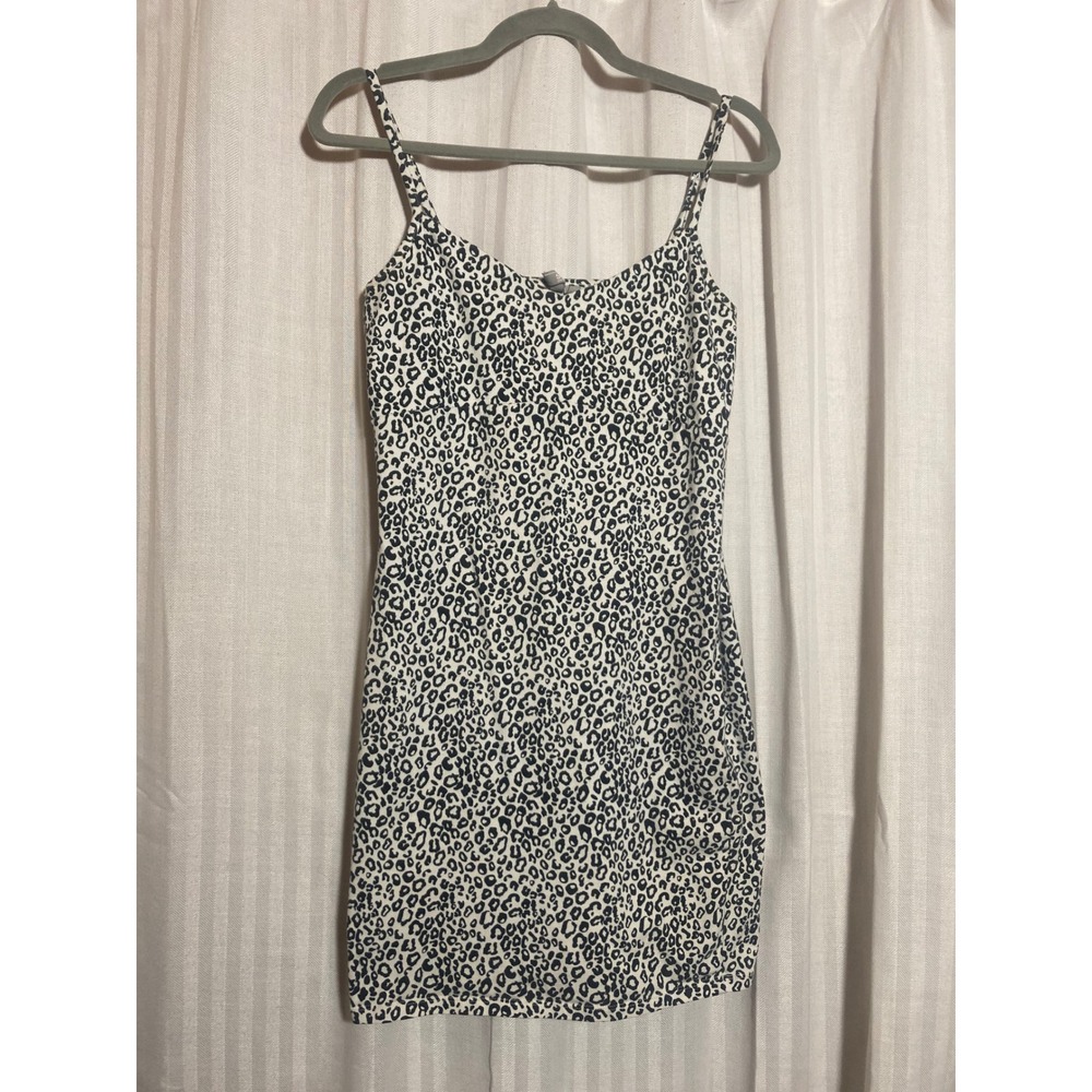 ASOS Leopard Print Mini Dress Black White Cotton Blend US 8 Y2K 90s Inspired